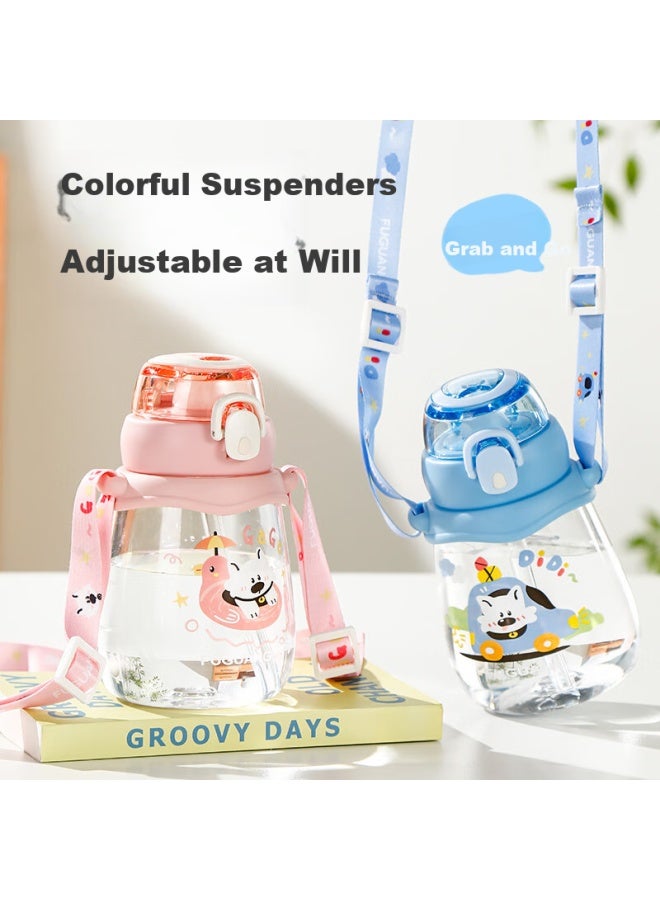 Fga Fuguang Children's Summer Water Bottle With Pop-up Lid, Straw Cup, Tritan Shatterproof, Portable Handle Strap Water Bottle For Elementary School Students - Image 5