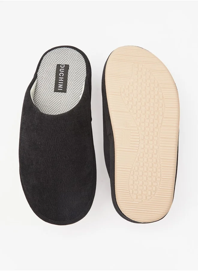 DUCHINI Men's Solid Slip-On Bedroom Slippers