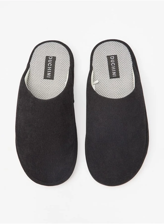 DUCHINI Men's Solid Slip-On Bedroom Slippers