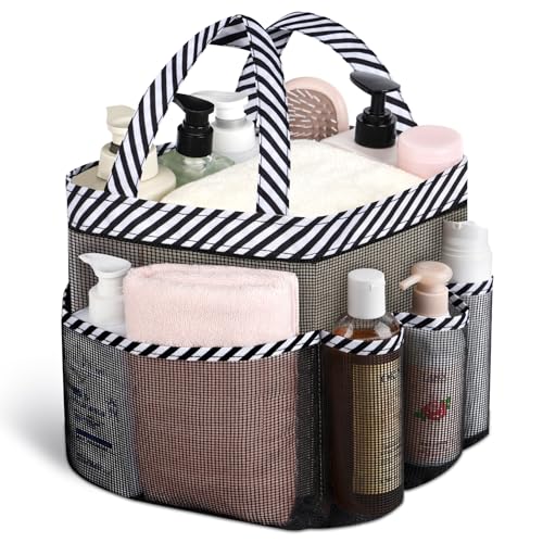 Attmu Mesh Shower Caddy Portable for College Dorm Room Essentials with 8 Pockets Hanging Shower Caddy Dorm Basket Quick Dry Shower Bag for Bathroom