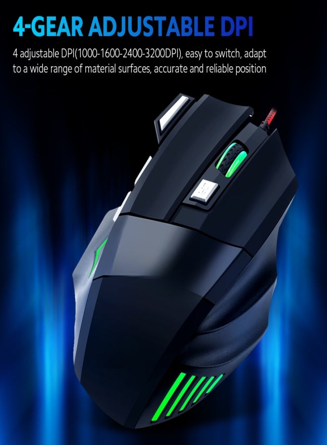 BAJEAL G5 Wired Gaming RGB Gaming 7 Keys Ergonomic Mice 4-gear Adjustable DPI for PC Desktop Computer Black - Image 2