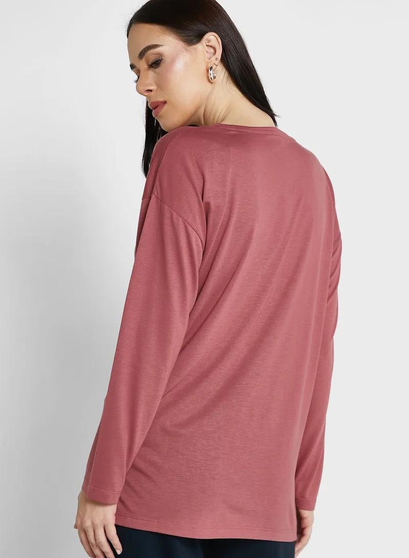 Marks & Spencer Relaxed Long Sleeve Longline Top