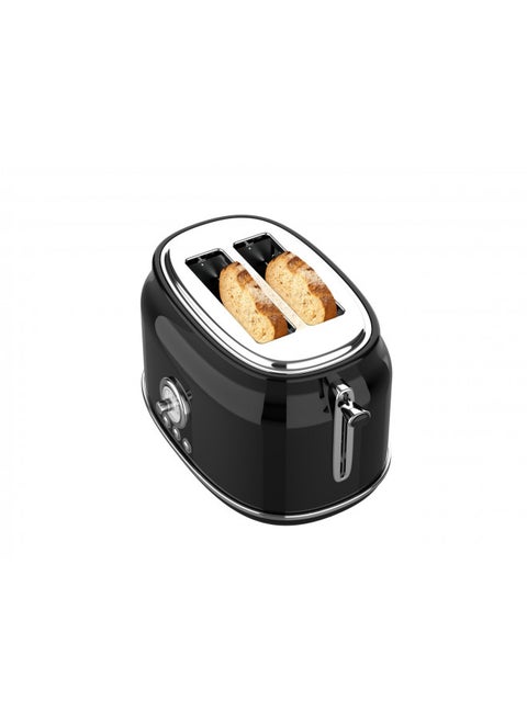 Frigidaire ETO102-BLACK, 2 Slice Toaster, Retro Style, Wide Slot for Bread, English Muffins, Croissants, and Bagels, 5 Adjustable Toast Settings, Cancel and Defrost, 900w, Black