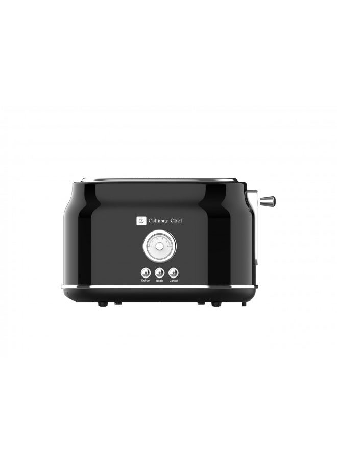 FRIGIDAIRE - Frigidaire ETO102-BLACK, 2 Slice Toaster, Retro Style, Wide Slot for Bread, English Muffins, Croissants, and Bagels, 5 Adjustable Toast Settings, Cancel and Defrost, 900w, Black - Image 1