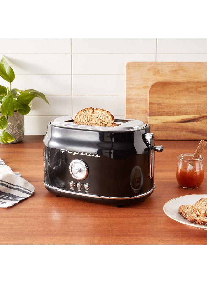 FRIGIDAIRE - Frigidaire ETO102-BLACK, 2 Slice Toaster, Retro Style, Wide Slot for Bread, English Muffins, Croissants, and Bagels, 5 Adjustable Toast Settings, Cancel and Defrost, 900w, Black - Image 1