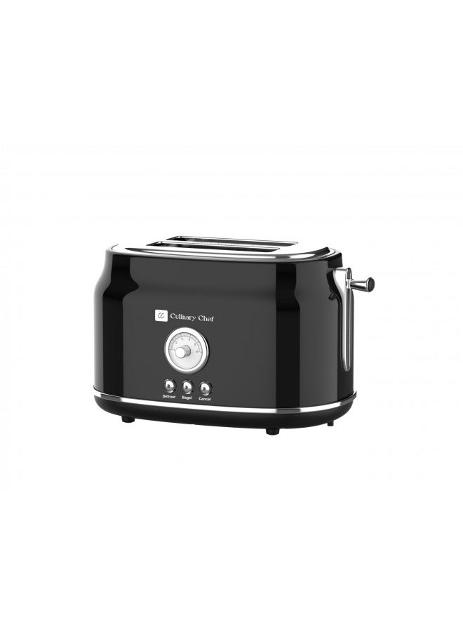 FRIGIDAIRE - Frigidaire ETO102-BLACK, 2 Slice Toaster, Retro Style, Wide Slot for Bread, English Muffins, Croissants, and Bagels, 5 Adjustable Toast Settings, Cancel and Defrost, 900w, Black - Image 1