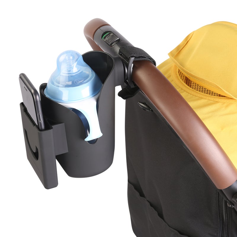 Stroller Cup Holder 2 in 1 Universal Cup Holder Rack Bottle Holders Adhesive Strap Attachment Fits Any Tube Shape for Buggy Pushchair Wheelchair Bike - Image 3