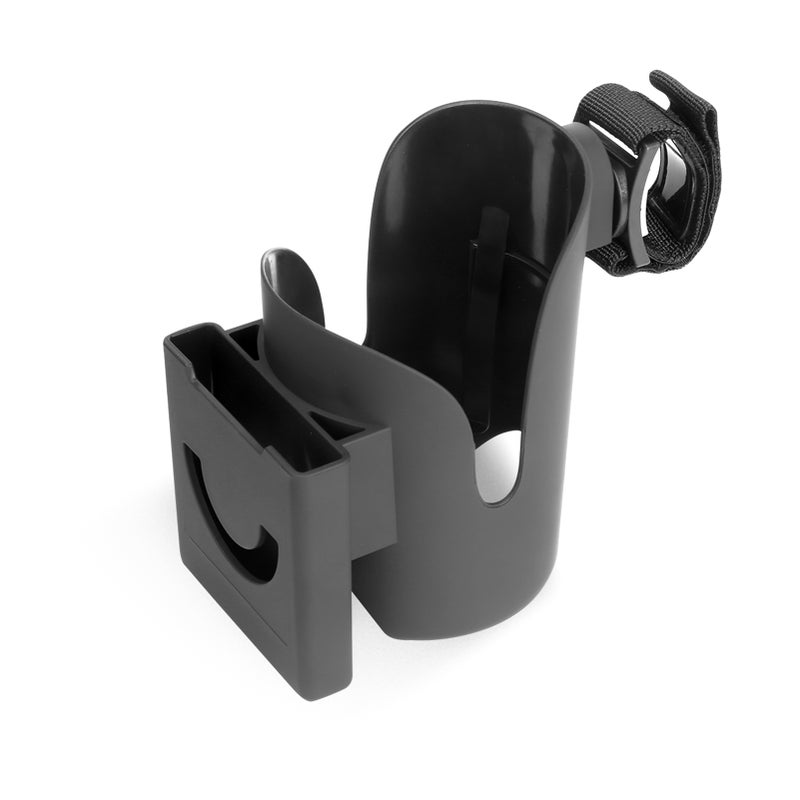 Stroller Cup Holder 2 in 1 Universal Cup Holder Rack Bottle Holders Adhesive Strap Attachment Fits Any Tube Shape for Buggy Pushchair Wheelchair Bike - Image 1