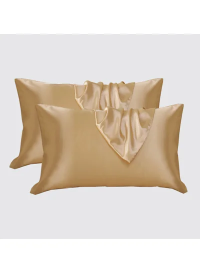 Donetella Satin Pillowcases 2-Pcs Soft And Silky Pillow Cover For Hair And Skin Care With Envelope Closure (Without Pillow Insert),Beige