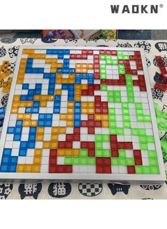 WAOKN Children Intellectual Puzzle Strategy Board Educational Toys Colored Squares Game Kids Family Party Indoor Desktop Jigsaw Games，Tetris board game puzzle board  - Image 3