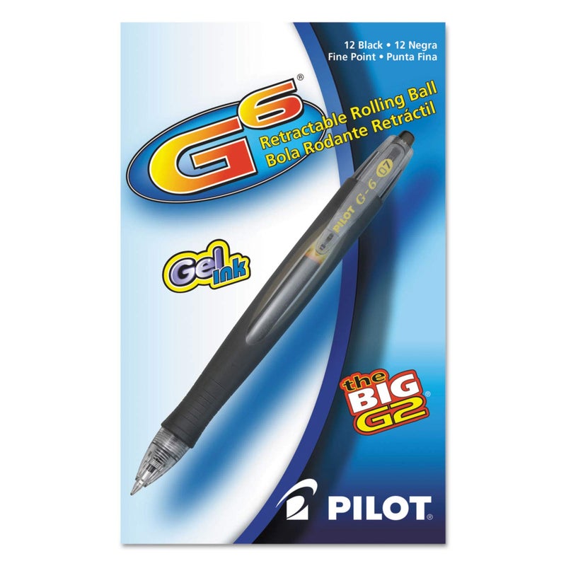 Pilot, G6 Premium Gel Roller Pens, Fine Point 0.7 mm, Black, Pack of 12 - Image 3