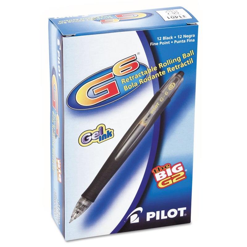Pilot, G6 Premium Gel Roller Pens, Fine Point 0.7 mm, Black, Pack of 12 - Image 2