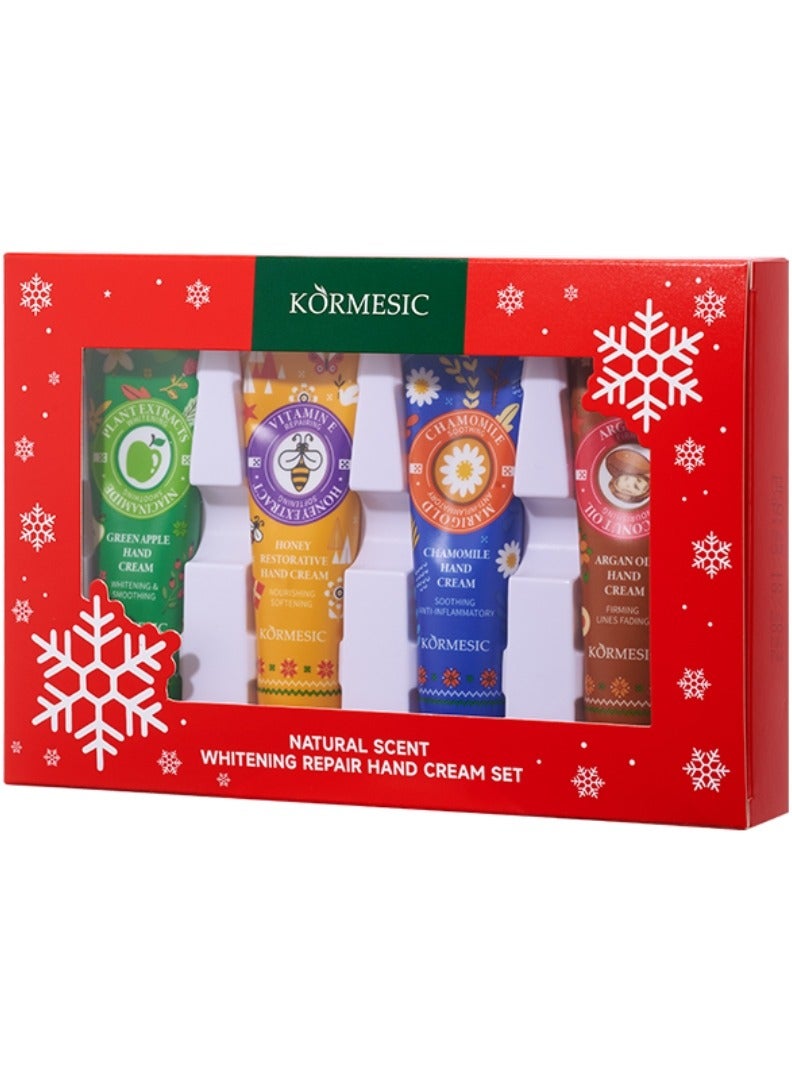 Kormesic 4Pcs Natural Scent Whitening Repair Hand Cream Set for Dry Cracked Skin and Hand Fragrance Travel Size Mini Hand Skin Care Gift Set Scented Moisturizing Small Hand Cream Fragrance Hand Cream Kit - Image 1