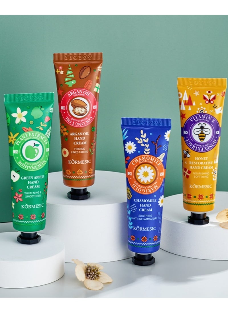 Kormesic 4Pcs Natural Scent Whitening Repair Hand Cream Set for Dry Cracked Skin and Hand Fragrance Travel Size Mini Hand Skin Care Gift Set Scented Moisturizing Small Hand Cream Fragrance Hand Cream Kit - Image 2