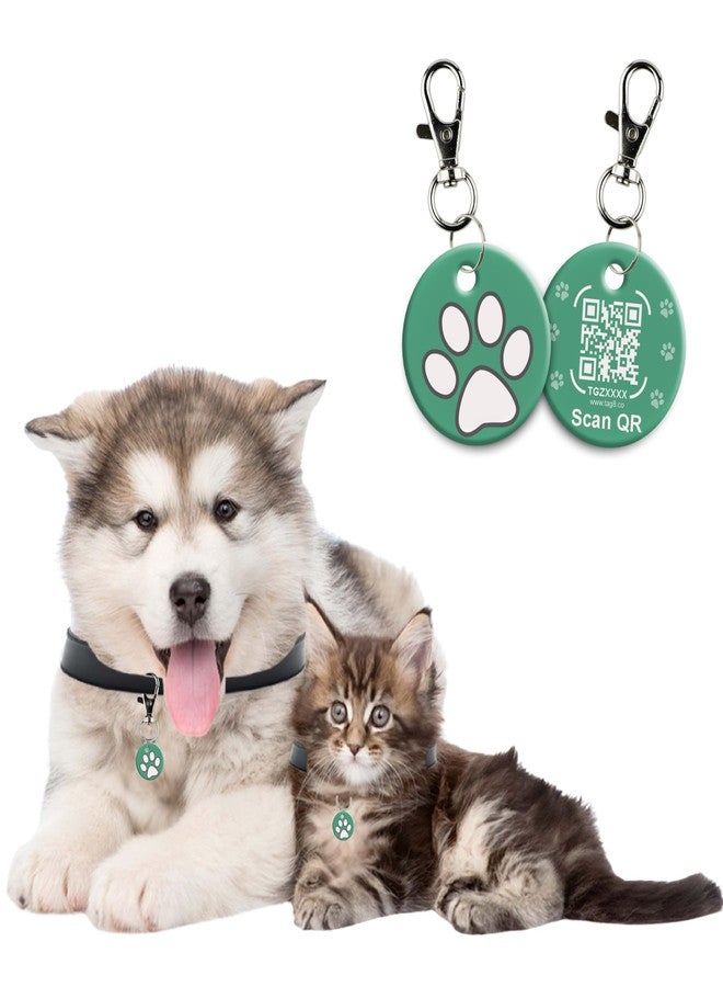 tag8 Smart Pet ID Tag - Anti-Loss NFC & QR Code Tag, Silent Silicone Dog & Cat ID Collar Tag, Digital Pet Profile & Easy Owner Contact - Green - Image 1