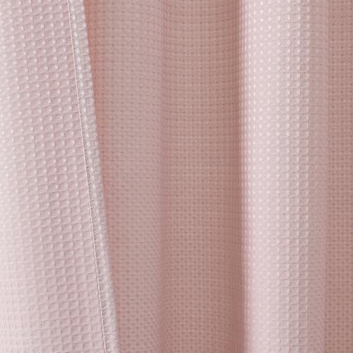 OVZME Blush Pink Shower Curtain Set, Waffle Textured Heavy Duty Fabric Shower Curtain for Bathroom, Luxury Hotel Weighted 230GSM Waterproof Bath Curtain with 12 Plastic Hooks, Machine Washable, 72x72 - Image 5
