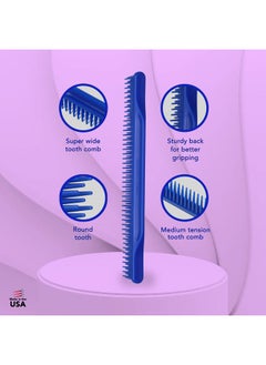 Allegro Combs 3-Row Detangling Comb, Wide Tooth Curl Defining Brush, Perfect for Curly Hair Stylists, Made in USA, Royal Blue, 1 Piece (#70)  - Image 5