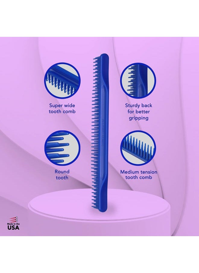 Allegro Combs 3-Row Detangling Comb, Wide Tooth Curl Defining Brush, Perfect for Curly Hair Stylists, Made in USA, Royal Blue, 1 Piece (#70)  - Image 5