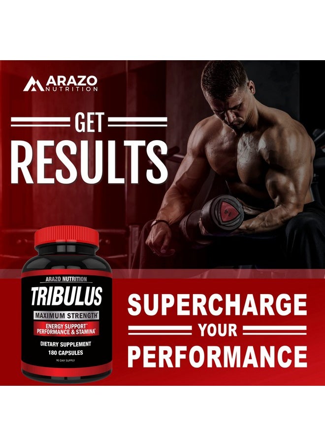 Arazo Nutrition - Tribulus Terrestris 1500Mg Extract Powder Energy Booster With Estrogen Blocker 180 Capsules - Image 1
