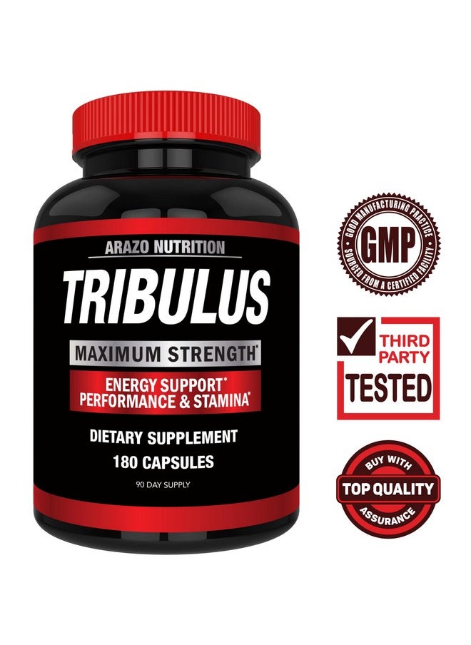 Arazo Nutrition - Tribulus Terrestris 1500Mg Extract Powder Energy Booster With Estrogen Blocker 180 Capsules - Image 1