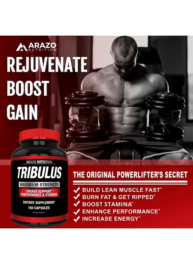 Arazo Nutrition - Tribulus Terrestris 1500Mg Extract Powder Energy Booster With Estrogen Blocker 180 Capsules - Image 1