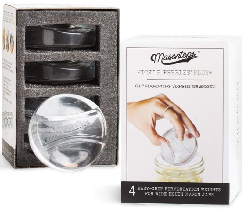 Masontops Pickle Pebble Glass Infinity Weights for Fermenting - Pickling Weight Set - Wide Mouth Mason Jar Fermentation - Image 1