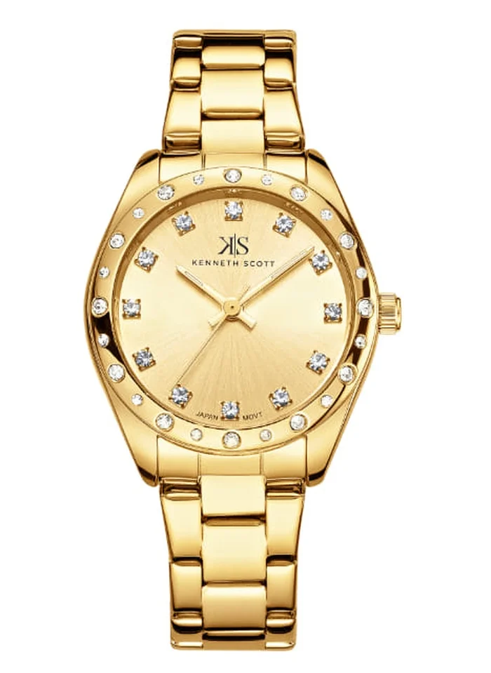 KENNETH SCOTT Kenneth Scott K24509-GBGC Women's Analog Display Watch & Stainless Steel Strap Gold