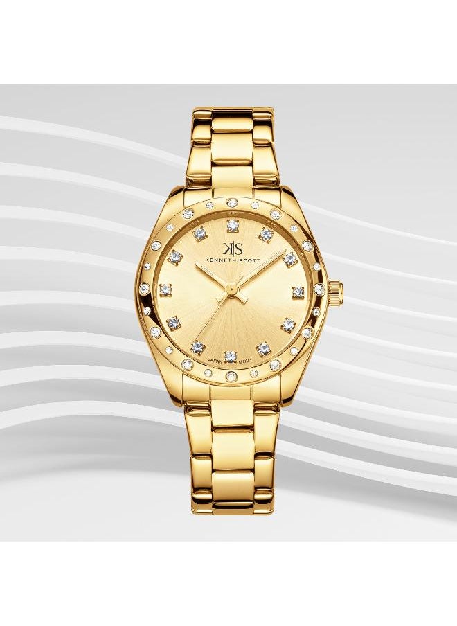 KENNETH SCOTT Kenneth Scott K24509-GBGC Women's Analog Display Watch & Stainless Steel Strap Gold  - Image 2