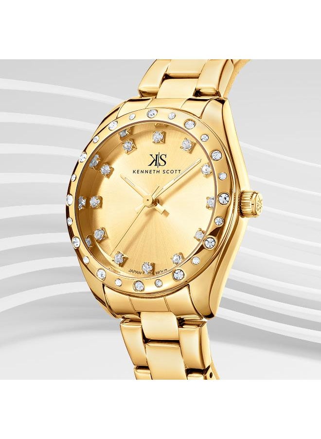 KENNETH SCOTT Kenneth Scott K24509-GBGC Women's Analog Display Watch & Stainless Steel Strap Gold  - Image 3