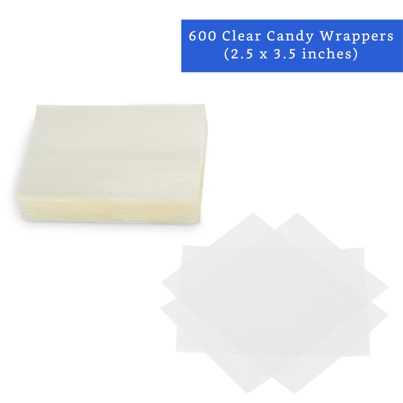 FIESTA WRAPS Clear Candy Wrappers for Caramels (600 Pcs, 2.5 x 3.5 inches) - Natural Clear Cellophane Candy Wrapper - Caramel Wrappers - Candy Wrapping Paper for Caramels, Chocolate, Nougat and Lollipops - Image 2