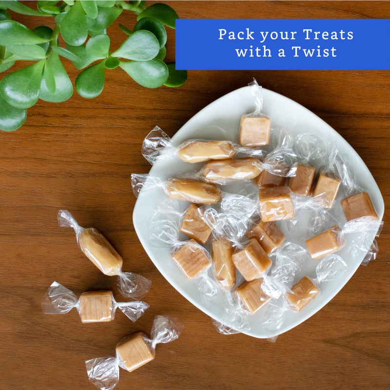 FIESTA WRAPS Clear Candy Wrappers for Caramels (600 Pcs, 2.5 x 3.5 inches) - Natural Clear Cellophane Candy Wrapper - Caramel Wrappers - Candy Wrapping Paper for Caramels, Chocolate, Nougat and Lollipops - Image 5