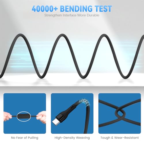 Verilux® PD 60W Magnetic Type C To Type C Cable Fast Charging 4.92Ft/1.5M, 480Mbps Data Cable C Type Fast Charging Nylon Braided for iPhone 17/17 Pro/17 Pro Max/16/15, Galaxy S25/S24/S23, MacBook - Image 5