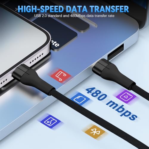 Verilux® PD 60W Magnetic Type C To Type C Cable Fast Charging 4.92Ft/1.5M, 480Mbps Data Cable C Type Fast Charging Nylon Braided for iPhone 17/17 Pro/17 Pro Max/16/15, Galaxy S25/S24/S23, MacBook - Image 3