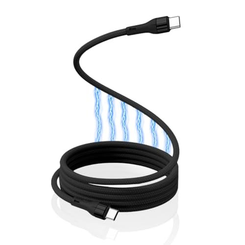 Verilux® PD 60W Magnetic Type C To Type C Cable Fast Charging 4.92Ft/1.5M, 480Mbps Data Cable C Type Fast Charging Nylon Braided for iPhone 17/17 Pro/17 Pro Max/16/15, Galaxy S25/S24/S23, MacBook - Image 1