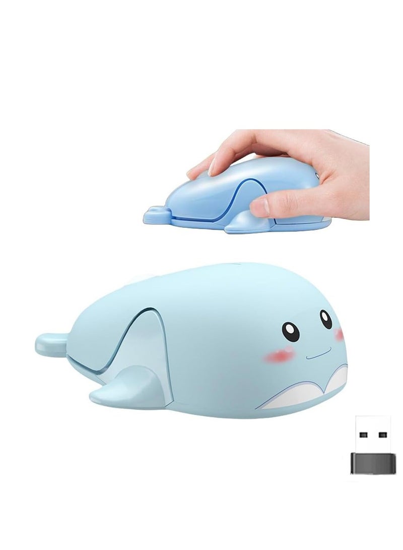 erorex Wireless Mouse Cute Dolphin Shape Aesthetic Quiet Click Portable Lightweight Compact Silent Cordless USB Optical Mice for PC Laptop Computer Macbook Windows Kids Girl Women Men Office Travel Gift - Image 1
