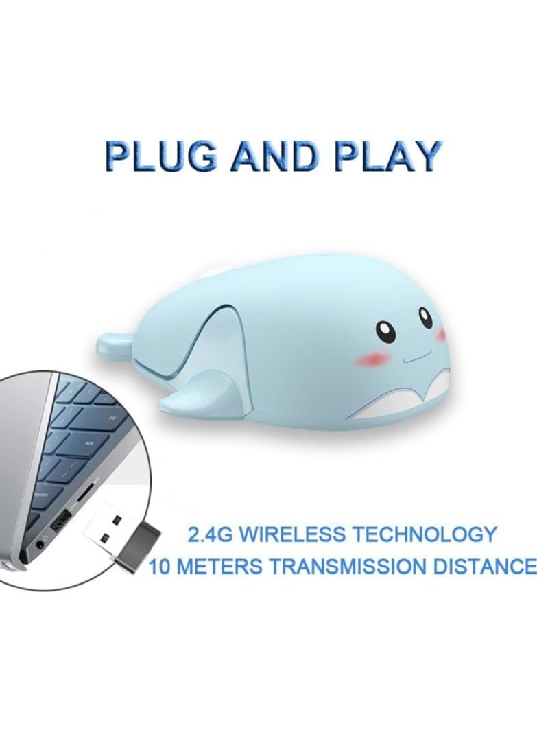 erorex Wireless Mouse Cute Dolphin Shape Aesthetic Quiet Click Portable Lightweight Compact Silent Cordless USB Optical Mice for PC Laptop Computer Macbook Windows Kids Girl Women Men Office Travel Gift - Image 3