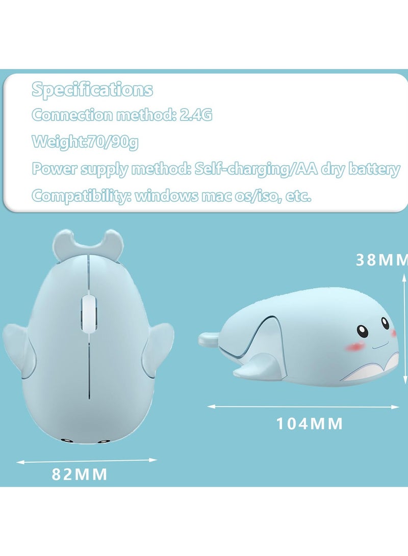 erorex Wireless Mouse Cute Dolphin Shape Aesthetic Quiet Click Portable Lightweight Compact Silent Cordless USB Optical Mice for PC Laptop Computer Macbook Windows Kids Girl Women Men Office Travel Gift - Image 2