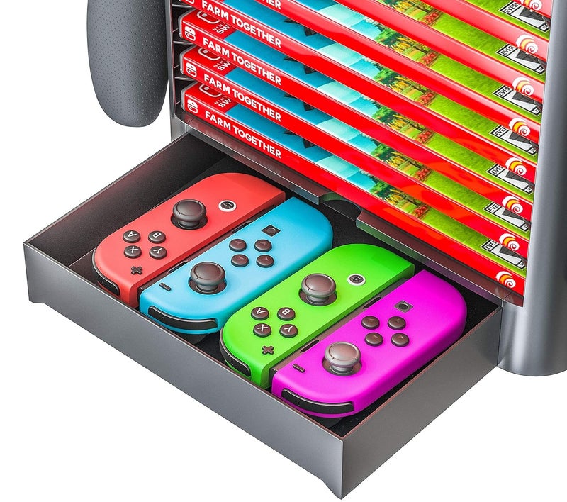 Skywin NS Compatible Nintendo Switch Games Holder, Nintendo Switch Stand, Game Disk Rack, Controller Organizer, Switch Holder Stand for Gamers, Nintendo Switch Accessories (Black) - Image 3
