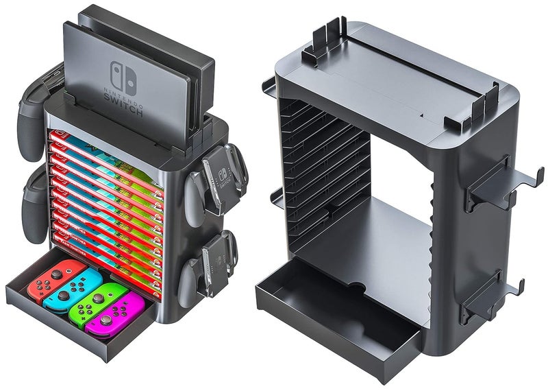Skywin NS Compatible Nintendo Switch Games Holder, Nintendo Switch Stand, Game Disk Rack, Controller Organizer, Switch Holder Stand for Gamers, Nintendo Switch Accessories (Black) - Image 5