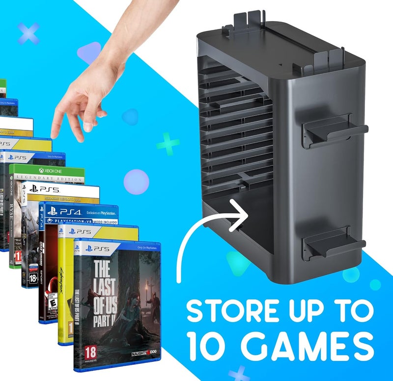 Skywin NS Compatible Nintendo Switch Games Holder, Nintendo Switch Stand, Game Disk Rack, Controller Organizer, Switch Holder Stand for Gamers, Nintendo Switch Accessories (Black) - Image 4