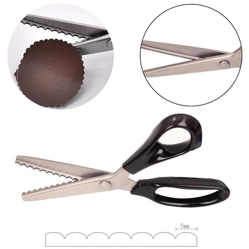 Jocaluyia Serrated Scalloped Edge Pinking Shears, Multifunction Stainless Steel Shears Tailor Scissors, Professional Zig-Zag Cut Scissors, Sewing Craft Cut Paper Clothing Fabric for Home (7mm, Scalloped) - Image 4