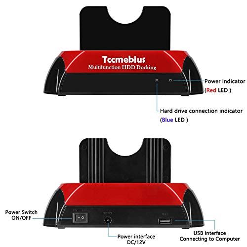 Tccmebius USB 2.0 Hard Drive Docking Station, TCC-S867-US USB 2.0 to 2.5 3.5 Inch SATA IDE Dual Slots Reader External Enclosure, for 2.5" 3.5" IDE SATA I/II/III HDD SSD - Image 3