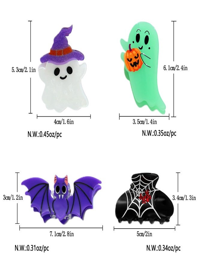 FAUTHENTICUTE 4 Pack Halloween Hair Claw Clips For Women Cute Ghost Bat And Spider Web Claw Nonslip Halloween Hair Accessories - Image 5