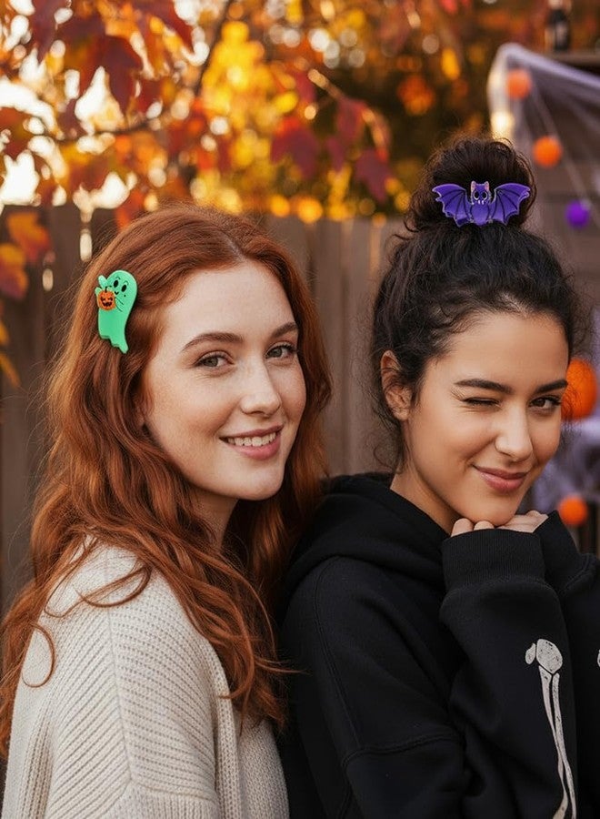 FAUTHENTICUTE 4 Pack Halloween Hair Claw Clips For Women Cute Ghost Bat And Spider Web Claw Nonslip Halloween Hair Accessories - Image 3