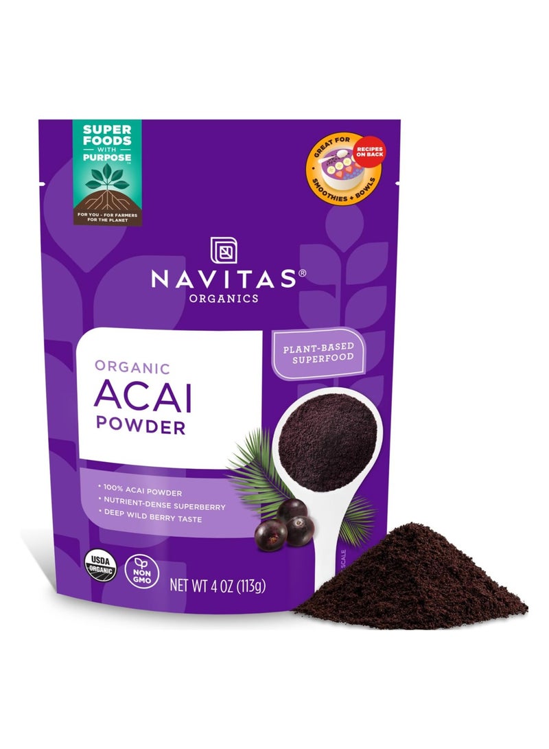 نافيتاس أورجانيكس Navitas Organics, مسحوق الأكاي العضوي، 4 أونصة (113 جم) - Image 1