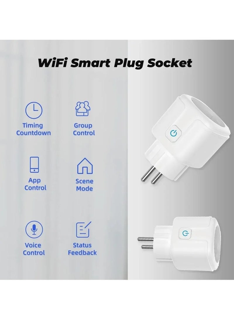 TUYA - Wifi Smart Plug, Durable And Reliable Smart Plug With Timer And Countdown Function, Voice Control Smart Life App Smart Plug Socket With Power Monitor Timing, (20A, White) - Image 1