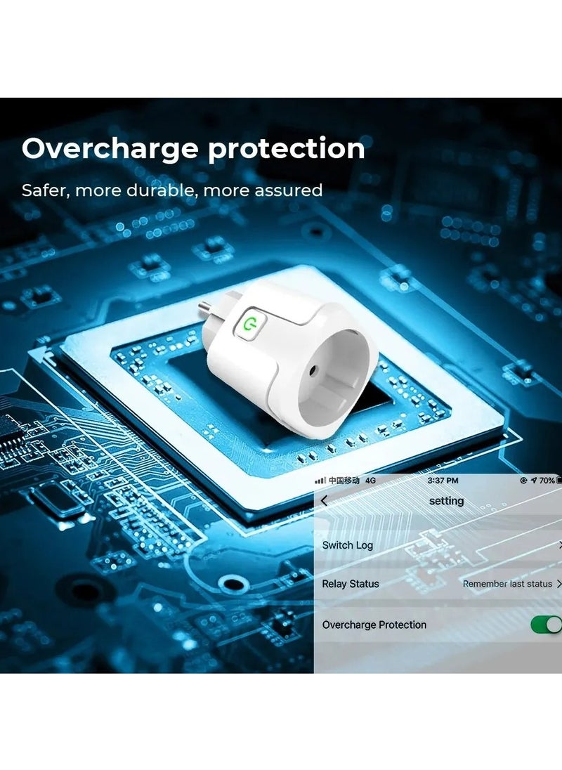 TUYA - Wifi Smart Plug, Durable And Reliable Smart Plug With Timer And Countdown Function, Voice Control Smart Life App Smart Plug Socket With Power Monitor Timing, (20A, White) - Image 1