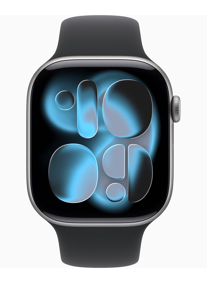 Apple Watch Series 11 GPS + Cellular 46mm (Middle East Version) Space Grey Aluminium Case With Black Sport Band SG Case - M/L - Image 2