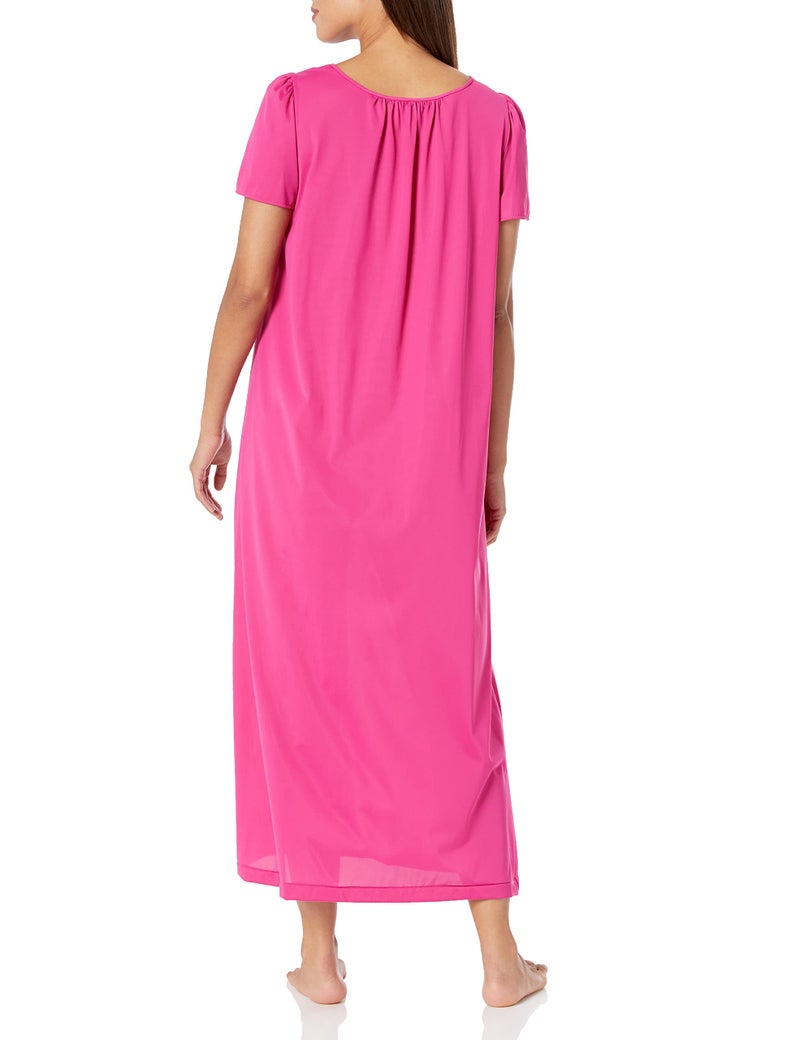 Shadowline Women's Petals 53 Inch Short Flutter Sleeve Long Gown, Raspberry, S - Image 2