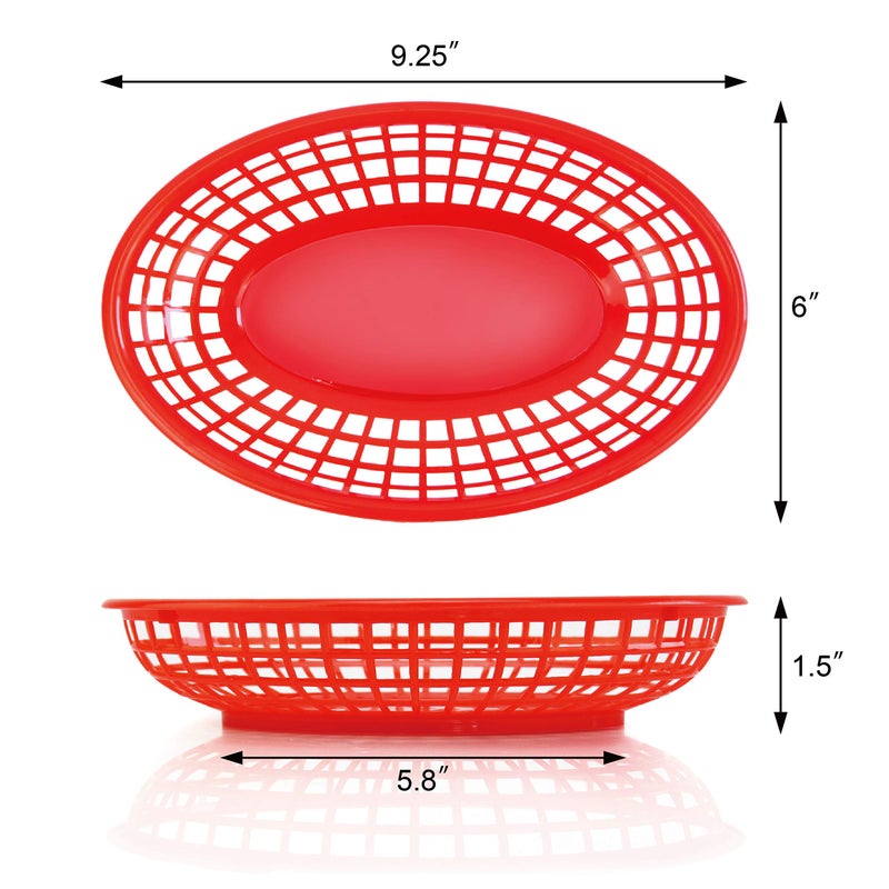 New Star Foodservice 44171 Fast Food Baskets, 9 1/4-Inch x 6-Inch Oval, Set of 36, Red - Image 2
